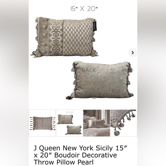 Luxurious Queen size Cream and Tan/Gray Comforter Set, Ornate,like new+3 pillows - Picture 10 of 15